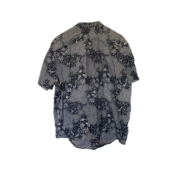 Baird McNutt Linen Murano Short Sleeve Button Down XL Band Collar Navy White - Picture 3 of 7